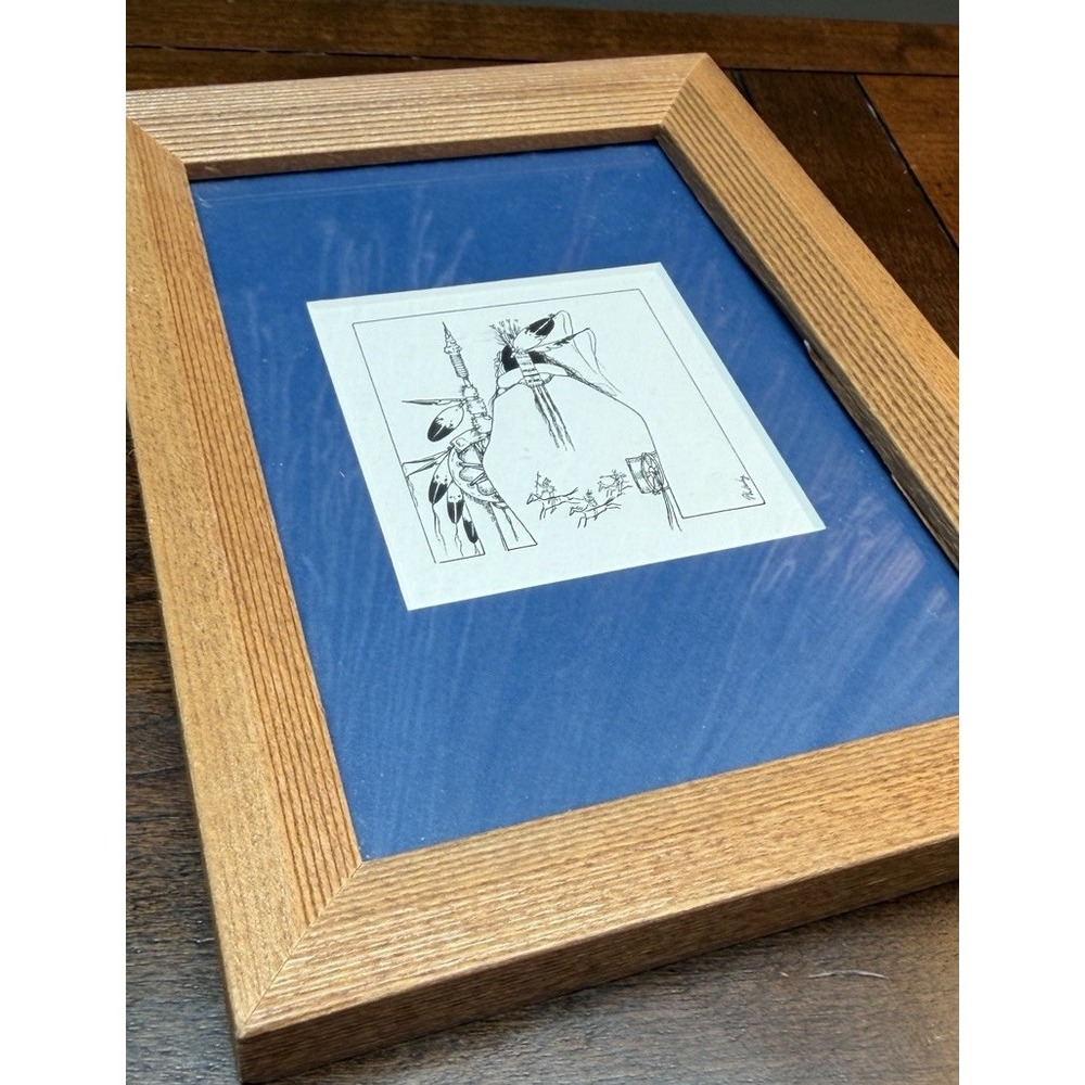 SIGNED Tillier Wesley Warrior Horse Native American FRAMED LITHOGRAPH PRINT
